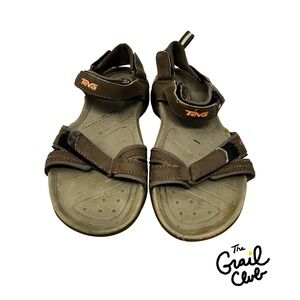 Teva Men SIZE 7 Hudson Beige Leather Strap Hiking Sports Outdoor Sandals 1002433